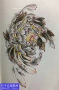 <b>菊花纹身手稿图案</b>