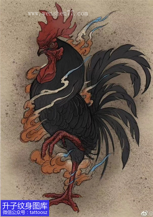 公鸡纹身手稿图案_最新时尚手稿