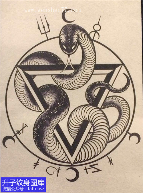 黑灰蛇纹身手稿图案 ——高清手稿
