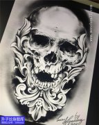 <b>欧美黑灰写实骷髅头纹身手稿——精品</b>