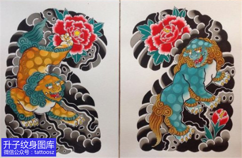 邻水老传统双半甲唐狮纹身手稿知名排名-精品推荐
