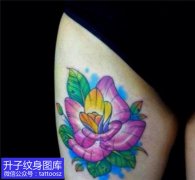 <b>女生大腿后侧彩色玫瑰花纹身图案</b>