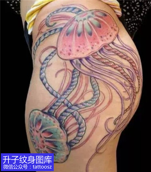 性感的大腿外侧水母纹身图案