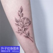 <b>小女生手臂内侧植物素花纹身图案</b>