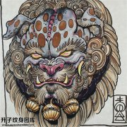 <b>这是一个唐狮纹身手稿图案-精品推荐</b>