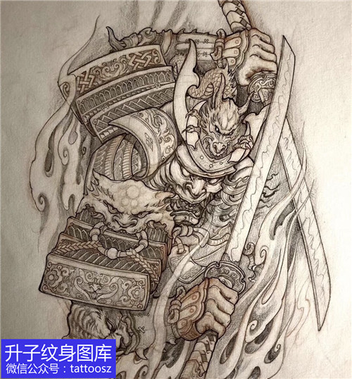 重庆新传统鬼武士纹身手稿图案推荐