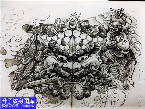 重庆唐狮纹身手稿图案推荐