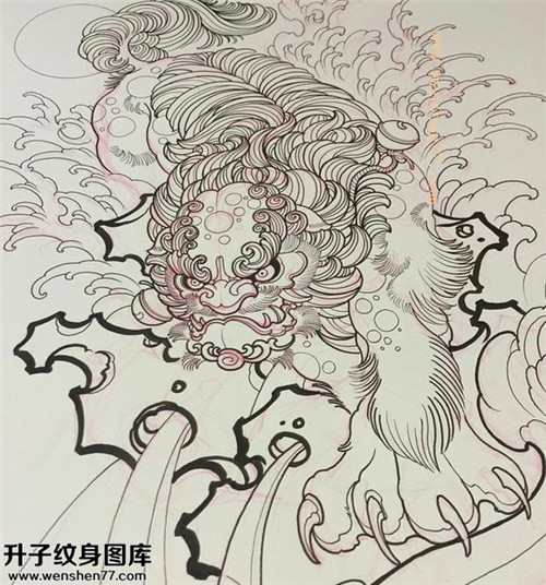 重庆新传统唐狮纹身手稿图案