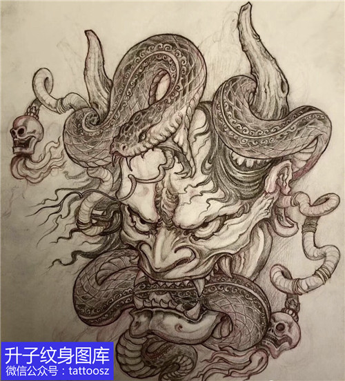 重庆传统般若蛇纹身手稿图案推荐