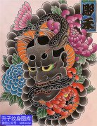 <b>重庆日式老传统般若、蛇、菊花纹身手稿图案</b>