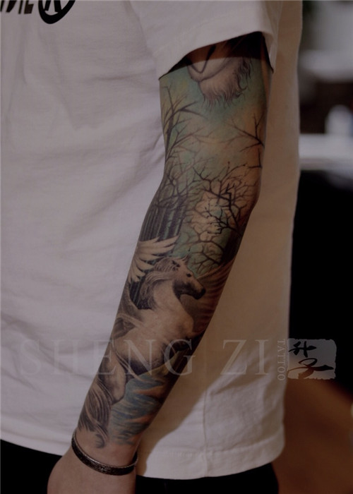 重庆纹身店 升子刺青欧美 写实风格花臂作品