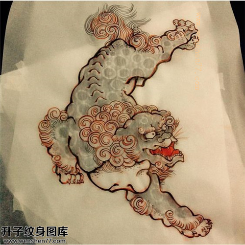 江北纹身店推荐唐狮子纹身手稿图片