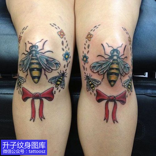 华新街腿部关节膝盖蜜蜂纹身图案推荐