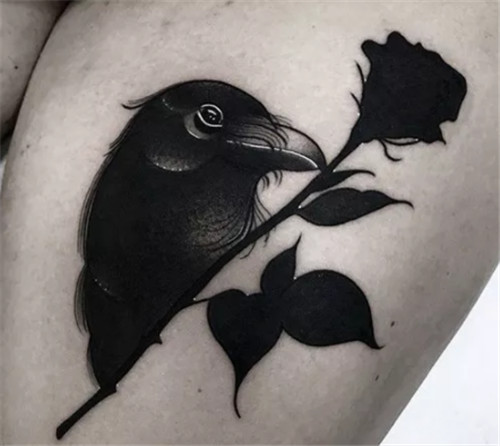 黑色乌鸦纹身图案 可以遮盖旧纹身