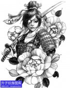 <b>一款非常个性的女战士纹身手稿图案</b>