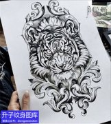 <b>适合纹在手臂上的老虎纹身手稿图案</b>