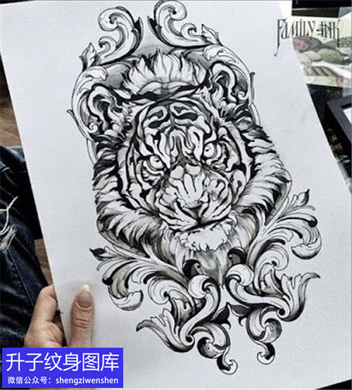 适合纹在手臂上的老虎纹身手稿图案