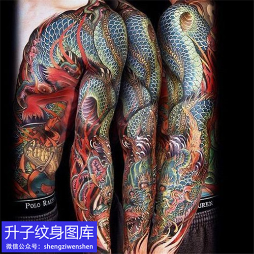 纹身大师作品新传统花臂龙纹身图案