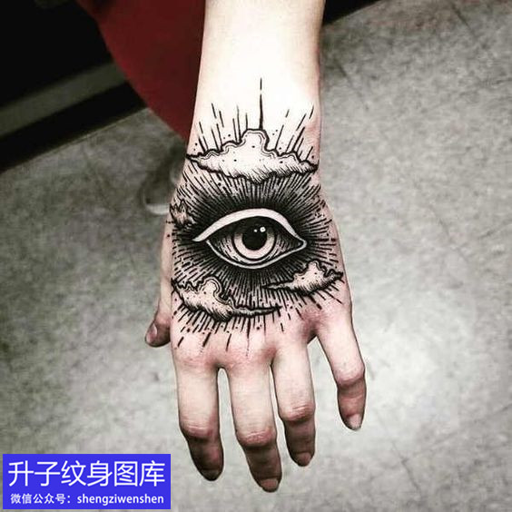 手背黑暗系列眼睛纹身图案