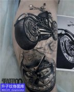 小腿欧美写实摩托车纹身图案