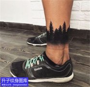 脚踝植物树枝纹身图案
