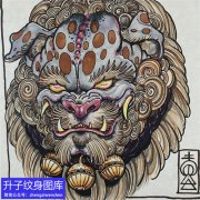 <b>新传统彩色唐狮纹身手稿图案</b>