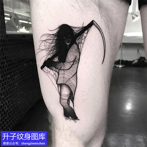 大腿暗黑幽灵纹身图案