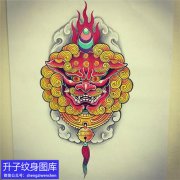 传统唐狮子纹身手稿图案