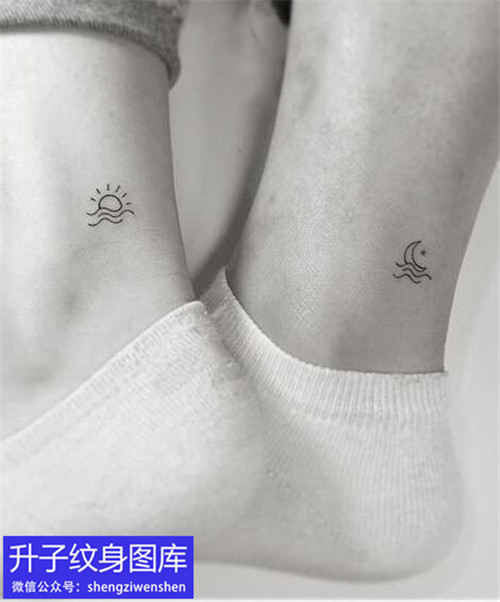 脚踝小清新月亮太阳纹身