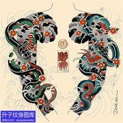 <b>老传统双花臂蛇纹身手稿图案</b>