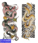 <b>杨家坪纹身店 满背双头蛇纹身手稿图案</b>