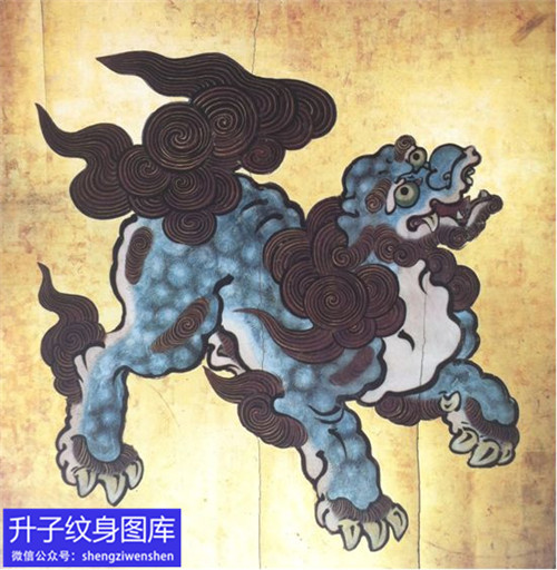 传统唐狮纹身手稿图案