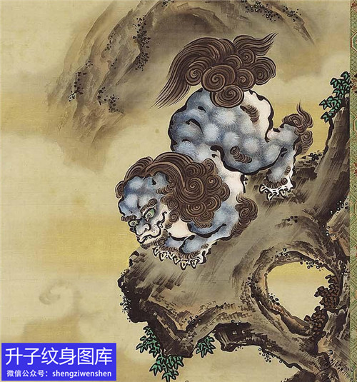 传统唐狮纹身手稿图案