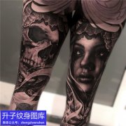 <b>花腿骷髅与肖像纹身图案</b>