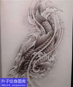 <b>重庆传统鲤鱼纹身手稿图案</b>