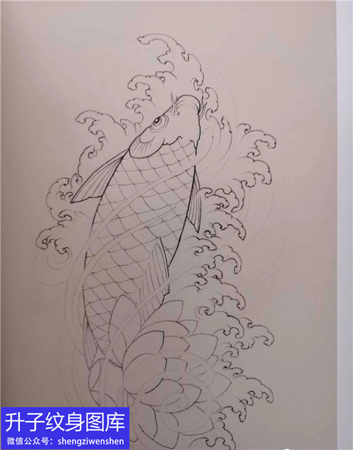 传统鲤鱼线搞子纹身图案