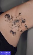 <b>腋下素花玫瑰花纹身图案</b>