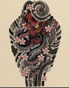 日式老传统般若蛇纹身手稿