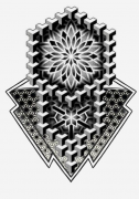 几何立体与梵花纹身手稿图案