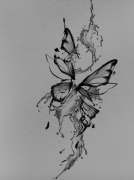 暗黑蝴蝶纹身手稿